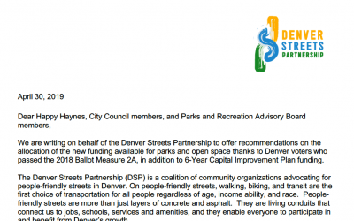 Letter to City Re: Funding For Parks and Open Space