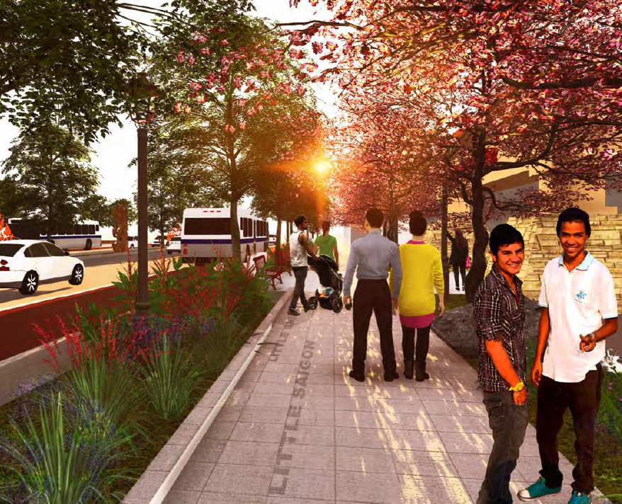 Rendering of what Federal Boulevard could look like in the Little Saigon District, from the Federal Boulevard Corridor Study