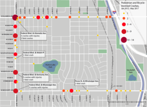 PEDESTRIANS AND BICYCLE-INVOLVED CRASHES, JANUARY 2012 – MAY 2017