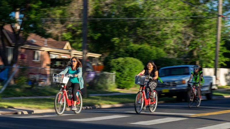 People biking